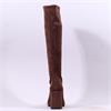 Miss Elastic Hilary Platform Long Boot - Brown Suede